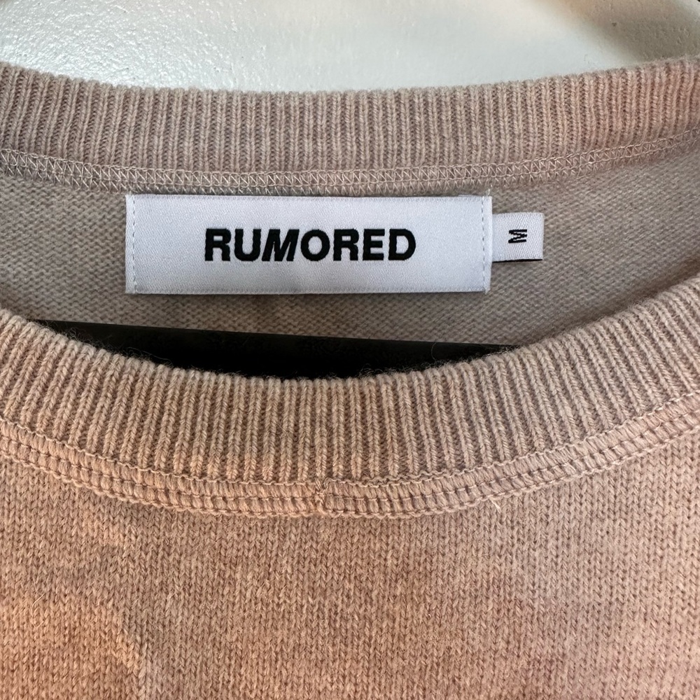 Rumored Tan Crewneck Sweater with Ribbed Knit Detailing